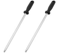CHEUNGR 2 Pack Honing Steel, 12 inch Knife Sharpener Rod, Professional Sharpening Steel Rod High Carbon with Non-Slip Handle and Hanging Hole for Kitchen Knife