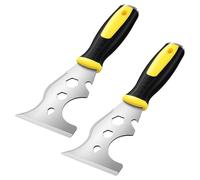 CHEUNGR 2 Pcs 13-in-1 Painters Tool, Multi Stainless Steel Scraper Tool Includes Roller, Straight and Curved Scrapers for Paint and Wallpaper Removal, Roller Cleaner, Putty Spreader
