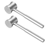 CHEUNGR 2 Pcs Meat Tenderizer, Stainless Steel Double Sided Meat Mallet, Reusable Heavy Duty Meats Hammer for Tenderizing Beef, Chicken, Conch, Steak, Poultry, Kitchen & BBQ