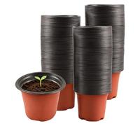 CHEUNGR 200 Pack 9cm Plastic Plant Pots, Small Nursery Pots with Drainage Holes, Reusable Flower Pots for Seed Propagation, Succulents, Flowers, Herbs, Vegetable, Indoor and Outdoor Gardening