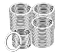 CHEUNGR 200Pcs Key Rings Hoops, 25mm Flat Split Keyrings Stainless Steel Circular Keychain Hoop for DIY Crafts Jewelry Making, Silver