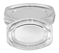 CHEUNGR 20PCS Large Aluminium Foil Platters 34.5x24.5cm, Reusable Foil Serving Trays with Raised Edges for Party Food, BBQ and Baking