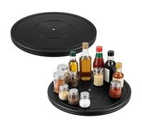 CHEUNGR 2PCS 12 Inch Lazy Susan Turntable, Heavy Duty Rotating Swivel Stand with Steel Ball Bearings for TV Computer Plant Pottery Sculpture Cabinet Organizer, Black