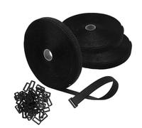 CHEUNGR 3 Rolls 10m x 2cm Adjustable Cable Straps with 150 Buckles, Reusable Fastening Tape Hook and Loop Cable Ties Self Adhesve Fastening Straps for Cables Wire Cord Management, Black