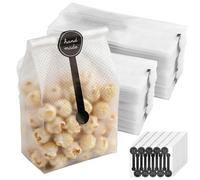 CHEUNGR 300 PCS Translucent Plastic Cake Bags, 9 x 23 cm Cellophane Cookie Bag with 300 Pcs Stickers for Candy, Chocolates, Bakery, Wedding Party