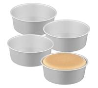 CHEUNGR 4 Pack 8 Inch Cake Tin, Non-Stick Round Cake Deep Baking Pan with Removable Bottom, Deep Aluminum Cakes Mould Tin for Christmas Party Wedding Birthday