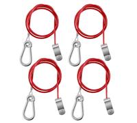 CHEUNGR 4 Pcs Red Trailer Breakaway Cable, Heavy Duty Steel Caravan Breakaway Cable with Carabiner, 1 Metre Safety Wire for Brake Handbrake
