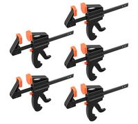CHEUNGR 5 Pcs Quick Grip Clamps, 6 Inch Quick Release Clips, Adjustable Ratchet Bar Clamp Woodworking F Clamps, One Handed Clamp for Woodwork, DIY Projects