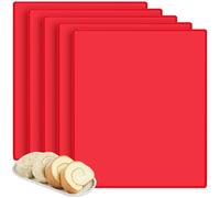CHEUNGR 5 PCS Swiss Roll Cake Mat, Flexible Silicone Baking Tray, 30x40cm Silicone Swiss Roll Tin for Cooking Bread, Cookies, Red