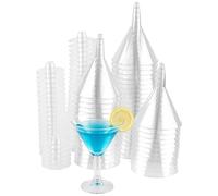 CHEUNGR 50 Pack Plastic Martini Glasses, 180ml/6oz Small Cocktail Glasses, Reusable Clear Cups for Champagne Wine Juice Christmas Wedding Party