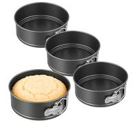 CHEUNGR 7 Inch Springform Cake Tin, 4PCS Non-Stick Round Cheesecake Pan with Removable Bottom for Baking at Home, Kitchen and Restaurant