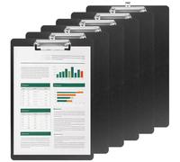 CHEUNGR A4 Plastic Clipboard, 6 Pack Black Clip Board with Low Profile Clip | Writing Clipboards with Hanging Hole, File Document Organiser for Office School Business Supply