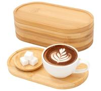 CHEUNGR Bamboo Oval Soap Tray, 6 Pcs Bamboo Bathroom Small Tray, Multi-Functional Wooden Plate Organizer for Tea, Fruit, Snacks, Jewelry Ring, Cakes, Home Decor