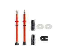 CheungYee 1 Pair Tubeless Value Stems Premium No Leak Tubeless Presta Valve Stems Kits with Integrated Value Core, Protective Rings and Valve Stem Caps Fit Most Bicycle Tubeless Rims (Orange,80MM)
