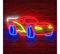 Cheunyar Car Neon Sign for Wall Decor Dimmable Racing Car Neon Sign Led Neon Light Neon Racing Car Sign Car Neon Lights Signs Light Up Sign for Kids Bedroom Boys Room Playroom Birthday Party Gifts