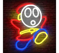 Cheunyar Shy Guy Neon Sign Dimmable Led Mario Neon Sign for Wall Decor Mario Gaming Neon Light Signs Light Up Signs for Bedroom Game Room Man Cave Birthday Christmas Gifts for Gamer Teens Kids