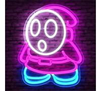 Cheunyar Shy Guy Neon Sign from Gaming Neon Sign Dimmable Ghost Led Neon Light for Bedroom Kids Game Room Man Cave Birthday Halloween Decor Christmas Gift