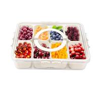 CheurYae Divided Serving Tray With Lid and Handle,8-Compartment Removable Divided Platter Food Storage Containers for Spices, Snack, Veggies,Fruit, Nuts,Chip,Candy, Crackers