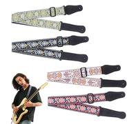 CheurYae Guitar Strap,4 pcs Embroidery Guitar Straps for Acoustic/Electric/Bass Guitar,Adjustable Bass Guitar Strap 135cm，5cm Wide,Ethnic style