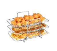 CheurYae Stackable Air Fryer Rack for Ninja Dual Air Fryers, 3-Layer Stainless Steel Dehydrator Racks Air Fryer Accessories Rack for Ninja Oven Microwave Baking Roasting