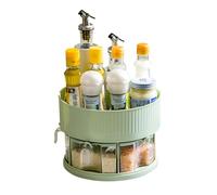 CheurYae Turntable Cupboard Organizer, Lazy Susan Double Spice Rack Organiser Storage Multi-Functional Spice Rack Cupboard Condiment Rotating Tray (green)