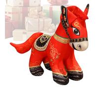Cheval En Plush Du Nouvel An Chinois - Plush Courte En Coton PP 30 cm | Jouet Réconfortant En Peluches | Mascotte De L'année Du Cheval, Pour Décoration Festive, Célébration Lunaire Et Utili