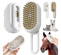 Chevaroo Horse Steam Brush, One-Click Spray Brush, Massage Comb for Cleaning Pet Hair, Cat Steam Brush, 3-in-1 Rechargeable Steam Grooming Brush for Horse, Dog, Cat (White)