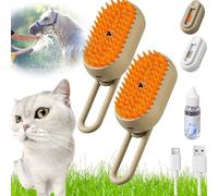 Chevaroo-Chevaroo Horse Steam Brush,2025 Chevaroo 3-In-1 Self-Cleaning Steam Pet Brush For Shedding,Chevaroo Steam Brush Silicone Bristle Head 360° Rotating Pet Steam Brush (2PCS C)