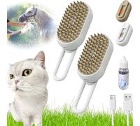 Chevaroo-Chevaroo Horse Steam Brush,2025 Chevaroo 3-In-1 Self-Cleaning Steam Pet Brush For Shedding,Chevaroo Steam Brush Silicone Bristle Head 360° Rotating Pet Steam Brush (2PCS B)