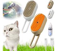 Chevaroo-Chevaroo Horse Steam Brush,2025 Chevaroo 3-In-1 Self-Cleaning Steam Pet Brush For Shedding,Chevaroo Steam Brush Silicone Bristle Head 360° Rotating Pet Steam Brush (2PCS A)