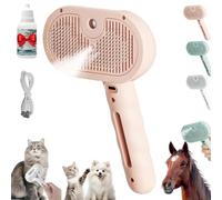Chevaroo Horse Steam Brush,3-in-1 Self-Cleaning Steam Pet Brush for Shedding,Pet Spray Hair Removal Comb,Silicone Bristle Head 360° Rotating Pet Steam Brush,Horse Hair Removal & Grooming Tool (Pink)
