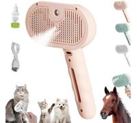 Chevaroo Horse Steam Brush, 3-in-1 Self-Cleaning Steam Pet Brush for Shedding, Silicone Bristle Head 360° Rotating Pet Steam Brush, Pet Spray Hair Removal Comb, Pet Hair Removal Tool (Pink)