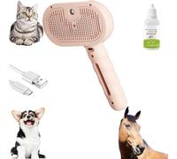 Chevaroo Horse Steam Brush, Chevaroo 3-in-1 Self-Cleaning Steam Pet Brush for Shedding, Silicone Bristle Head 360° Rotating Pet Steam Brush, Pet Hair Removal and Grooming Tool (Pink)