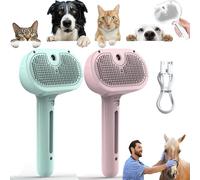 Chevaroo Horse Steam Brush, Chevaroo Steam Brush 2E Generation, 3-in-1 Self-Cleaning Steam Pet Brush for Shedding, Silicone Bristle Head 360° Rotating Pet Steam Brush (Green, Pink)