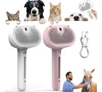 Chevaroo Horse Steam Brush, Chevaroo Steam Brush 2E Generation, 3-in-1 Self-Cleaning Steam Pet Brush for Shedding, Silicone Bristle Head 360° Rotating Pet Steam Brush (White, Pink)