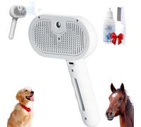 Chevaroo Horse Steam Brush, Chevaroo Steam Brush 2e Generation, Cat Steam Brush for Shedding, Pet Spray Hair Removal Comb, Versatile Rechargeable Horse Grooming Brushes-Steamy Hair Cleanser (white)