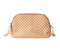CHEVAUX Leather Woven Bag, Chambray Lined, Leather FannyPack Crossbody Bags for Women, Cream & Tan, Shoulder Bag W/ Crossbody Option