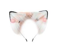 Chevnzev Flower Decors Ear Shape Hair Hoop Sweet Girls Cartoon Hair Holder Cosplay Party Headwear For Teenagers Adult