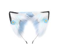 Chevnzev Flower Decors Ear Shape Hair Hoop Sweet Girls Cartoon Hair Holder Cosplay Party Headwear For Teenagers Adult