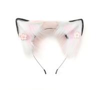 Chevnzev Flower Decors Ear Shape Hair Hoop Sweet Girls Cartoon Hair Holder Cosplay Party Headwear For Teenagers Adult