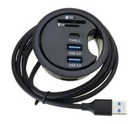 Chevnzev USB3.0 Dock Memory Card Reader USB Desk Grommet Splitter Dock Station Card Reader For Desktop PC Laptop Accessories Cable Management