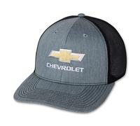 Chevrolet Bowtie Modern Trucker Hat - Officially Licensed Chevy Snapback Cap Heather Grey