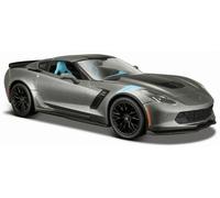 Chevrolet Corvette Grand Sport 2017 in metallic grey, 1:24 scale model, Maisto