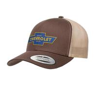 Chevrolet Officially Licensed Bowtie Logo Premium Trucker Cap (Brown-Khaki)