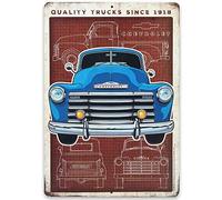 Chevrolet Truck Schematic Metal Sign - Vintage Chevy Sign for Garage or Man Cave