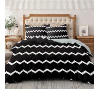 Chevron Geometric Duvet Cover Set Double Size 200x200 cm | 3D Printed Pixel Stripe Quilt Cover with Zipper Closure, Easy Care Bedding Set, Microfiber Quilt Bed Set H-647