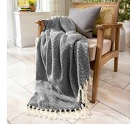 Chevron Herringbone Throw - 100% Cotton Allure Bath Fashions Charcoal 125cm x 150cm