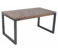 Chevron Mango Wood 4 Seater Dining Table - Brushed Gunmetal Base