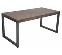 Chevron Mango Wood 6 Seater 160cm Dining Table - Brushed Gunmetal Base