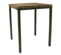 Chevron Mango Wood Square Lamp Table - Brushed Gunmetal Base